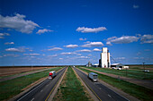 Trucks on Interstate 40, near Groom-Texas, USA