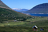 Blick über Ísafjörður, Isafj'rdur, Ísafjarðarbær, Island