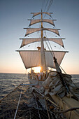 Sailing Ship Star Flyer, View from Bowsprit Sailing in Aegean Sea, Greece
