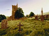 E. George, Gott schütze dieses Haus, Kirche und Friedhof in Hawes, Wensleydale Yorkshire, England, Great Britain