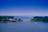 View over Lake Mueritz Binnensee, Mecklenburg Lake District, Mecklenburg-Vorpommern, Germany