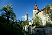Green Tower, City walls of Dinkelsbuehl, Franconia, Bavaria, Germany