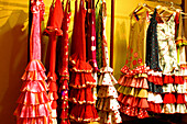Flamenco Kleider, Sevilla, Andalusien, Spanien, Europa
