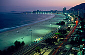 View along Copacabana beach in the evening, Rio de Janeiro, Brazil