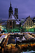 Christmas market on Karlsplatz, Stuttgart, Baden-Wuerttemberg, Germany