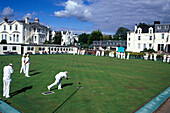 People bowling at the Bowling Club, Torquay, Devon, England, Great Britain, Europe