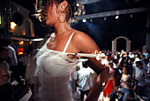 Young woman dancing in a discoteque, Antalya, Antalya, Turkey