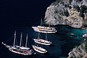 View of excursion boats at Kvarner Gulf at Cres island, Croatia, Europe