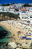 Beach in a bay in the sunlight, Carvoeiro, Algarve, Portugal, Europe