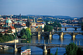 View of Charles Bridge and Vltava river, Prague, Czechia, Europe