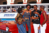 People & Old Taxi, Havana Cuba, Caribbean