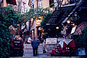 Restaurants at Night, Plaka, Athens, Greece