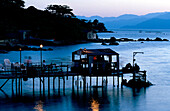 Restaurant on a jetty, Riberao, St. Cathrine's Isl, St. Cathrine's Island, Ilha de Santa Caterina, Brazil