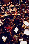 Orchester, Barcelona, Orchestra Gran Teatre del Liceu in aerial view, La Rambla, Raval, Catalonia, Spain