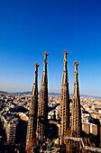 Kirchtürme von Sagrada Familia Barcelona, A. Gaudi, Barcelona, Katalonien, Spanien