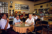 Bar Men Callela de Palafrugell Costa Brava, Bar, Centre Fratemal, three men are sitting on a table, Callela de Palafrugell, Costa Brava, Catalonia, Spain