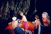 Rubberboat Children Excursion Costa Brava, Boat trip, Cova d«en Gispy, Llafranc, Costa Brava, Catalonia, Spain