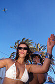 Partystrand Bora-Bora, Platja d'en Bossa, Ibiza, Balearen, Spanien
