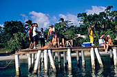 People, Jetty, Beach, Jetty at Cayo Levantado, Bahia de Samana, Dominican Republic