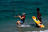 Men, Kite Surfing, Beach, Two people are Kite Surfing on the beach of Cabarete, Dominican Republic