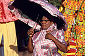 Woman, Costume, Umbrella, Woman in carnival costumes with an umbrella in Santo Domingo, Dominican Republic