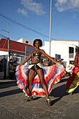 Woman, Disguised, Beauty, Dancing, Beauties dancing at the Carnival, Le Moule, Grande-Terre, Guadeloupe, Caribbean Sea, America