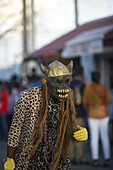 Monster, Procession, Carnival, Le Moule, Masked figure at the Carnival, Grande-Terre, Guadeloupe, Caribbean Sea, America