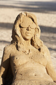 Sand sculpture on the beach, South Beach, Miami, Florida, USA, America