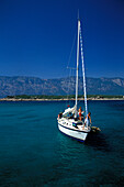 One white yacht, Cleopatra Beach, Marmaris, Turkey
