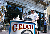 Man selling ice-cream, Lago Maggiore, Piedmont, Italy