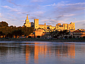 Palais des Papes, Papstpalast im Licht der Abendsonne, Avignon, Vaucluse, Provence, Frankreich, Europa