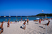 Beach Volleyball, Baie de Rodinara, Ostküste bei Porto-Vecchio, Korsika, Frankreich