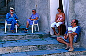 Familie, Fischerdorf, Centuri Hafen, Cap Corse, Korsika, Frankreich