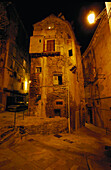 Alley, old town at night, Bastia Corsica, France