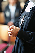 Nun praying, close-up
