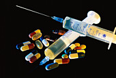 Syringe and pills, Medicine
