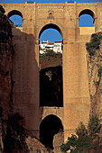 Aqueduct in the sunlight, Puente Nuevo, Ronda, Malaga province, Andalusia, Spain, Europe