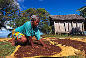 Woman desiccating cloves, Ste Marie, Madagascar