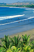 High angle view at bathing people on the beach, Playa de Jaco, Costa Rica, Central America, Central America, America