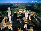 Blick von Torre Grossa, San Gimignano, Toskana, Italien