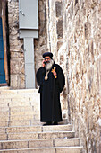 Coptic Monk, Mobile Phone, Via Dolorosa Jerusalem, Israel