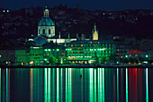 Cityscape view at night, Comersee Lombardia, Italy