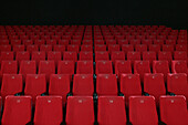 Rows of empty red cinema seats, Garmisch-Partenkirchen, Bavaria, Germany