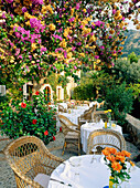 Hotel La Residencia, Terrasse, Deya, Serra de Tramuntana, Mallorca, Balearen, Spanien