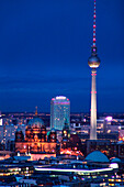 Fernsehturm, Berliner Dom, Berlin bei Nacht, Deutschland