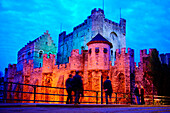 Castle Gravensteen at night, ghent, belgium