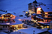 View of Kühtai in the evening, Kühtai, Tirol, Österreich Tyrol, Austria