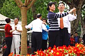 People dancing on sunday morning in a park, Shanghai, China, Asia