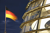 Reichstag dome and German flag, Berlin, Germany