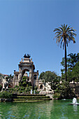 Fountain and monument in the sunlight, Parc de la Ciutadella, Barcelona, Spain, Europe